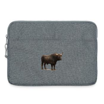 Dunkler Wasserbüffel Illustration - Laptoptasche 15" - Grau meliert - Vorne
