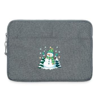 Fröhlicher Schneemann im Winterwald - Laptoptasche 15" - Grau meliert - Vorne