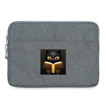 Chat Noir Magique avec Or - Sacoche pour ordinateur portable 15 pouces - gris chiné - Devant