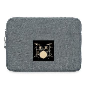 Black Silver Drumset Illustration - Laptop bag 15" - heather grey - Front