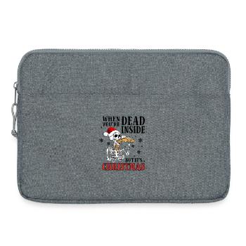 Skelett singt Weihnachten im Santa Hut - Laptoptasche 15" - Grau meliert - Vorne