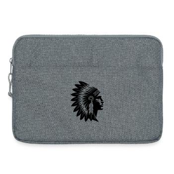 Proud warrior face with magnificent headdress - Laptop bag 15" - heather grey - Front