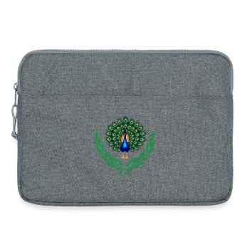 Peacock in Green Laurel Wreath - Laptop bag 15" - heather grey - Front