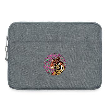 Tiger in pink foliage - Laptop bag 15" - heather grey - Front