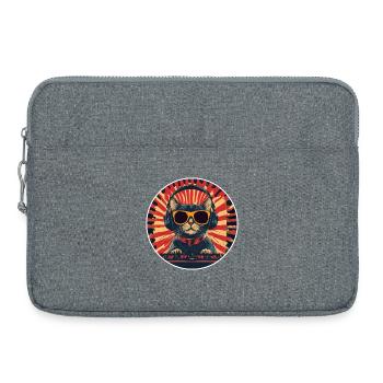 DJ disc-jockey chat avec des écouteurs rave hardystyle - Sacoche pour ordinateur portable 15 pouces - gris chiné - Devant