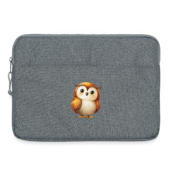 Illustriertes Eulenkind – niedliche und farbenfrohe Zeichnung - Laptoptasche 15" - Grau meliert - Vorne
