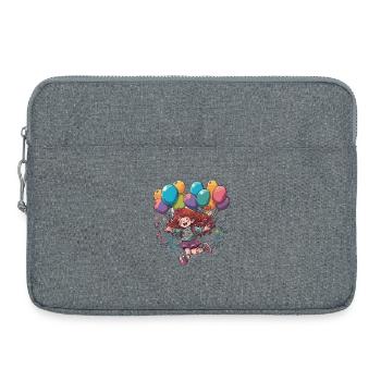La fille joyeuse avec des ballons - Sacoche pour ordinateur portable 15 pouces - gris chiné - Devant