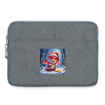 Bezaubernder Weihnachtsdrache im verschneiten Wald - Laptoptasche 15" - Grau meliert - Vorne