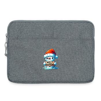 Bonhomme de neige fondant design d’hiver drôle - Sacoche pour ordinateur portable 15 pouces - gris chiné - Devant