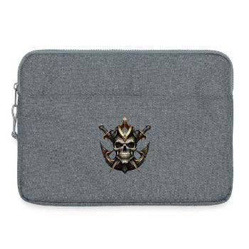 Guerrier du Crâne avec des Épées - Sacoche pour ordinateur portable 15 pouces - gris chiné - Devant