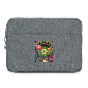 Psychedelische Pilzlandschaft Mandala - Laptoptasche 15" - Grau meliert - Vorne