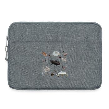 Hirschkäfer mit Tannenzapfen und Pilzen - Laptoptasche 15" - Grau meliert - Vorne