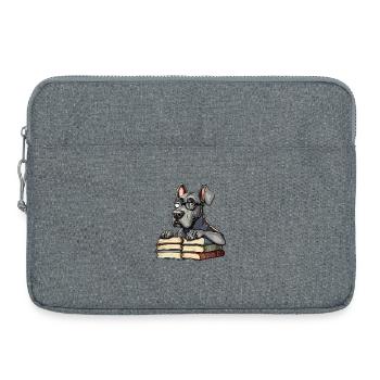 Süßes Dogge-Lesebuch mit Brille - Laptoptasche 15" - Grau meliert - Vorne
