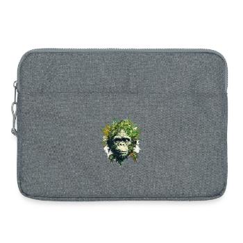Portrait du singe-feuille - motif de la forêt naturelle - Sacoche pour ordinateur portable 15 pouces - gris chiné - Devant