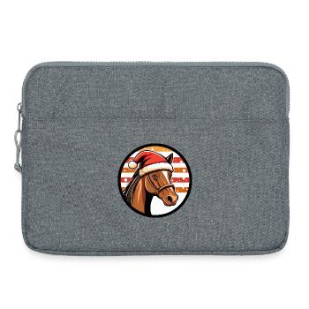 Cheval de Noël en chapeau de Noël - Sacoche pour ordinateur portable 15 pouces - gris chiné - Devant