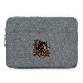 Tiger with roses - Laptop bag 15" - heather grey - Front