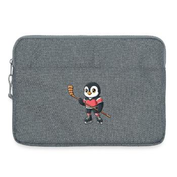 Joueur de hockey cartoon Penguin Hockey sur glace - Sacoche pour ordinateur portable 15 pouces - gris chiné - Devant