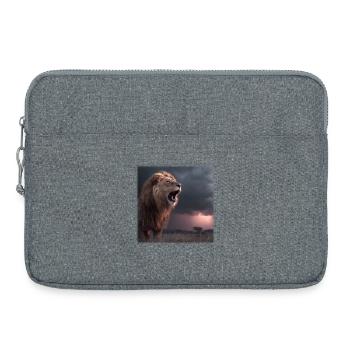 Lion in the Storm – Dramatic Roaring King - Laptop bag 15" - heather grey - Front