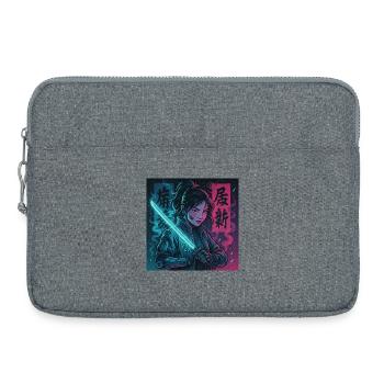 Cyber Samurai Girl Harajuku Y2K Anime Streetwear - Laptop bag 15" - heather grey - Front