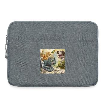 Chaos dans le bureau des animaux - Sacoche pour ordinateur portable 15 pouces - gris chiné - Devant
