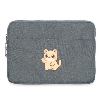 Kawaii Kitten Waving Design - Laptop bag 15" - heather grey - Front