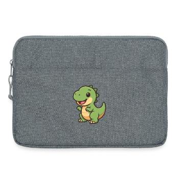 Fröhlicher Dino Kuschel-Clipart - Laptoptasche 15" - Grau meliert - Vorne