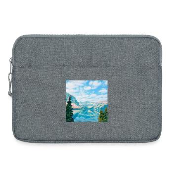Spiegelung des himmelblauen Bergsees - Laptoptasche 15" - Grau meliert - Vorne