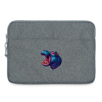 Hippopotame néon avec le museau ouvert - Sacoche pour ordinateur portable 15 pouces - gris chiné - Devant