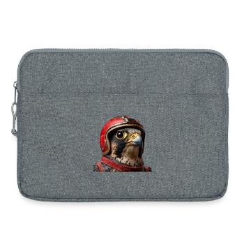 Falke mit Rennhelm Vintage Motorrad Greifvogel - Laptoptasche 15" - Grau meliert - Vorne