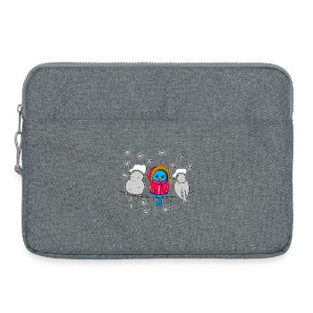 Winter Birds Cartoon in Snow - Laptoptasche 15" - Grau meliert - Vorne