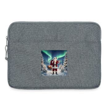 Nordlicht Santa im Winterwald - Laptoptasche 15" - Grau meliert - Vorne