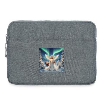 Anges dans la forêt hivernale des aurores boréales - Sacoche pour ordinateur portable 15 pouces - gris chiné - Devant