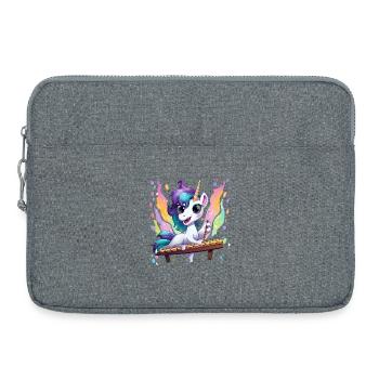 Regenbogen Einhorn Klangzauber - Laptoptasche 15" - Grau meliert - Vorne