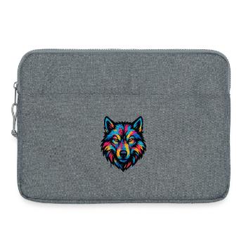 Neonwolf Kopf Kunst - Laptoptasche 15" - Grau meliert - Vorne