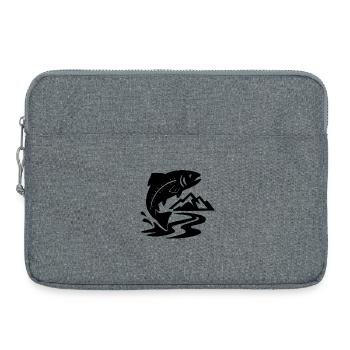 Bergflussangeln – Springende Fische - Laptoptasche 15" - Grau meliert - Vorne