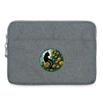 Chat de Minuit parmi les Soucis dorés - Sacoche pour ordinateur portable 15 pouces - gris chiné - Devant