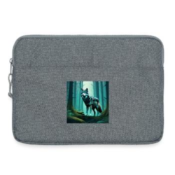 Waldwolf im Nebelwald - Laptoptasche 15" - Grau meliert - Vorne