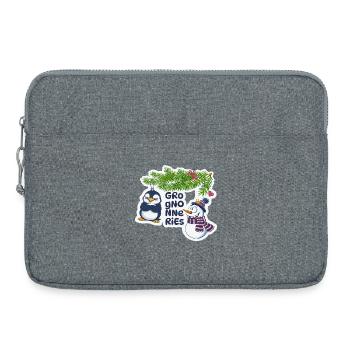 Noël Humoristique Pingouin et Bonhomme de neige - Sacoche pour ordinateur portable 15 pouces - gris chiné - Devant
