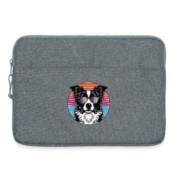 Chien rétro avec des lunettes de soleil - Sacoche pour ordinateur portable 15 pouces - gris chiné - Devant