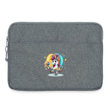 Licorne arc-en-ciel avec sucette - Sacoche pour ordinateur portable 15 pouces - gris chiné - Devant
