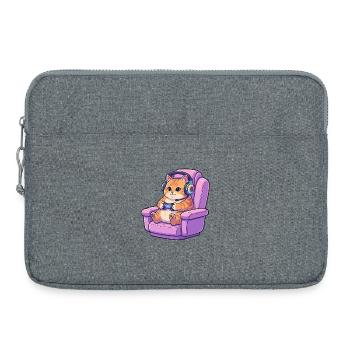 Niedliche Gamer-Katzen-Headset-Gaming-Stuhl-Kunst - Laptoptasche 15" - Grau meliert - Vorne