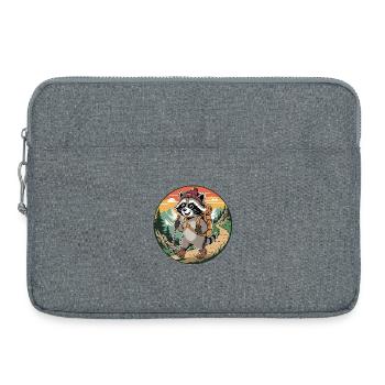 Happy Hiking Raccoon Adventure Trail Art - Laptop bag 15" - heather grey - Front