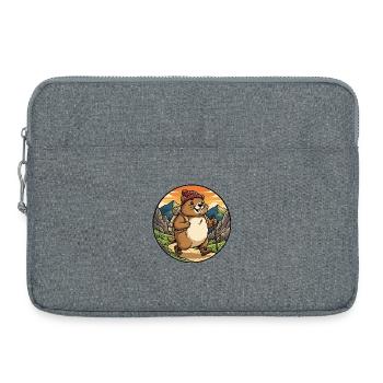 Happy Hiking Marmot Mountain Trail Art - Laptop bag 15" - heather grey - Front