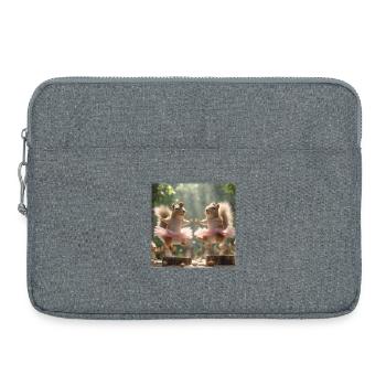 Ballet Squirrel in Tutu with Acorns - Laptop bag 15" - heather grey - Front