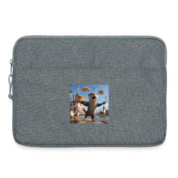 Funny Otter with Pancake Chaos Design - Laptop bag 15" - heather grey - Front