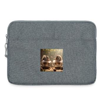 Tanzende Eichhörnchen im Tutu mit Eicheln - Laptoptasche 15" - Grau meliert - Vorne