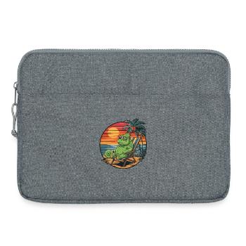 Caméléon drôle sur la plage Coucher de soleil des vacances d’été - Sacoche pour ordinateur portable 15 pouces - gris chiné - Devant