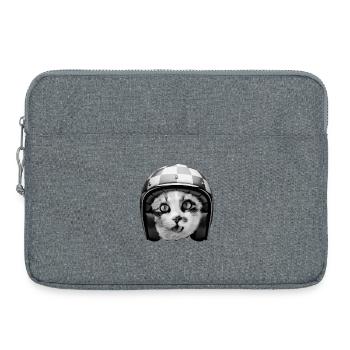 Biker-Katzen-Rennhelm – lustiger Haustier-Humor - Laptoptasche 15" - Grau meliert - Vorne