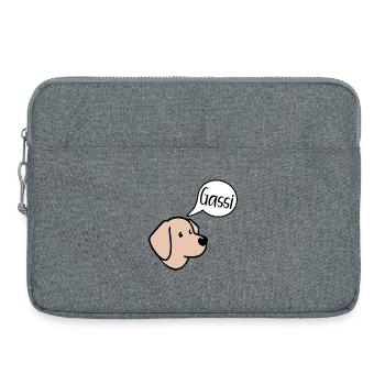 Promenages de chiens, chiots chiens, promenades - Sacoche pour ordinateur portable 15 pouces - gris chiné - Devant