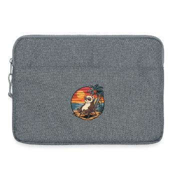Furet drôle sur la plage pendant le coucher de soleil des vacances d’été - Sacoche pour ordinateur portable 15 pouces - gris chiné - Devant